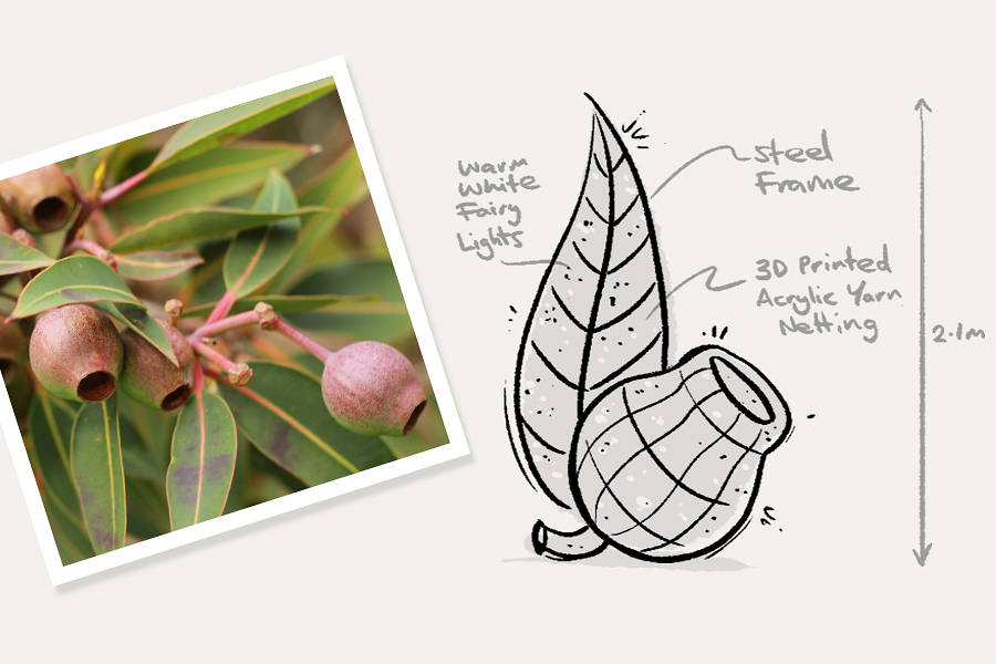 motif inspired by iconic elements of Australian flora and natural objects